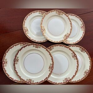 Meito china. Hampton pattern. Four 8” salad plates & three 6.5” dessert plates.